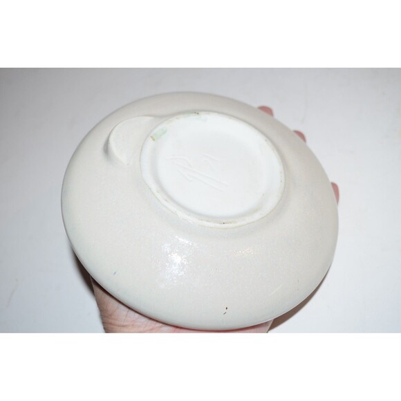 Vtg Georgetown Pottery Maine Glazed Porcelain Flower Frog Vase Abstract Design - Picture 3 of 6